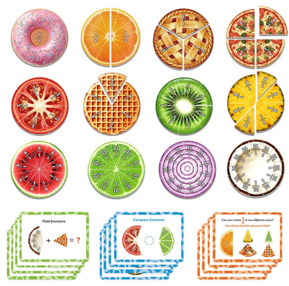 PraxiKidy Magnetic Fraction Tiles & Circles, Bars,Math Manipulatives 2nd, 3rd, 4th, 5th Grade,Fraction Manipulatives for Kids Teachers Demonstration Teaching Homeschool Supplies Classroom Whiteboard