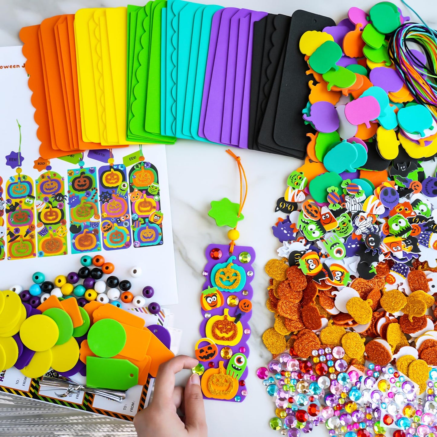 Winlyn 36 Sets Halloween Craft Kits Fall Crafts DIY Pumpkin Jack-O'-Lantern Bookmark Ornaments Decorations Art Sets Halloween Foam Stickers Art and Crafts for Kids Classroom Activities Party Favors