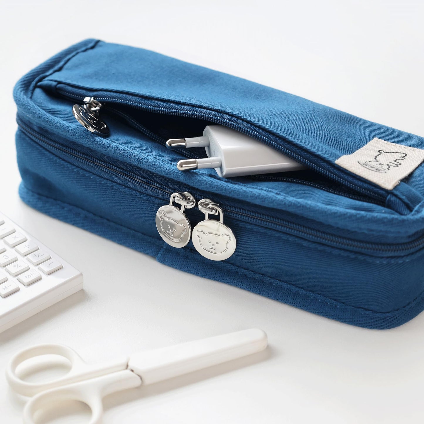 brunch brother Daily Blue Pencil Case, Large Capacity Pencil Pouch with Ample Storage, Simple Design for Students and Professionals