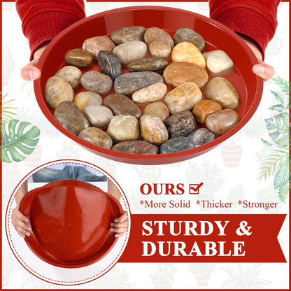 Sawysine 30 Pack Plastic Plant Saucer Round Drip Trays Red Flower Pot Saucers Thick Plant Dish Sturdy Water Tray Heavy Drainage Potted Container for Indoor Outdoor Garden(12 Inches)