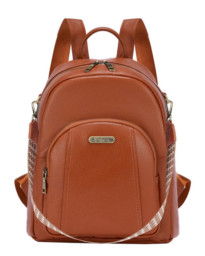 Blofinche Women's Genuine Leather Backpack Purse, 12.9 Inch Laptop Backpack with Anti-Theft Pocket, Stylish Leather Bag for Work & College, Fashion Brown