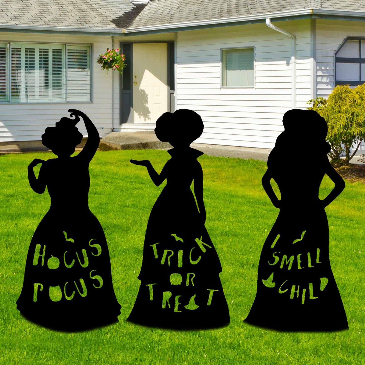 3 Pcs Halloween Witches Yard Stakes Large Witches Lawn Decorations Black Witches Silhouette Yard Signs with H-Stakes, Outside Waterproof Lawn Garden for Boys Girls Home Party Outdoor