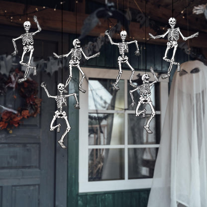 Cheerland Jointed Skeleton Garland Halloween Party Decorations Skull Garland Monster Disco Dancing String Decor Bones Spooky Scary Banner Kids Celebration Summerween Decoration and Supplies 15 Inch