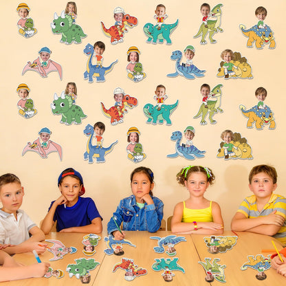 60pcs Dinosaur Theme DIY Cutouts Dinosaur Bulletin Board Decoration Set Cute Dino Jungle Paper Cut-Outs Classroom Decor for Boy Girl Classroom DIY Photo Craft Kindergarten School Wall Door Supplies