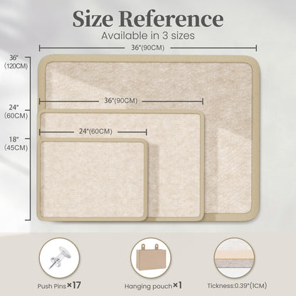 KERRAM Bulletin Board, 48 x 36 inches Decorative Felt Board Foldable Photo Board Pin Boards, Cork Board Alternative for Walls, Office, Home, Classroom with Pushpins ＆ Small Storage Bag, Beige