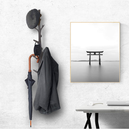 TERRA HOME Tree Branch Coat & Hat Rack Wall Mount with 8 Vertical Hooks for Caps, Coats, Purse & More Modern Storage Dog Leash Holder Decorative Wall Hooks Vertical
