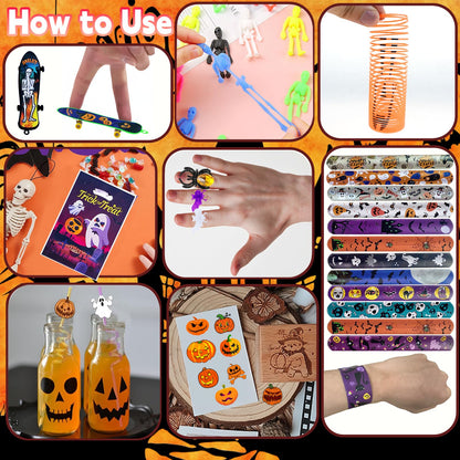 CHSLtmxq 206pcs Halloween Party Favors, Stationery Supplies Set, Halloween Treats Goodie Bags Fillers gifts, Halloween Prizes for Trick or Treat