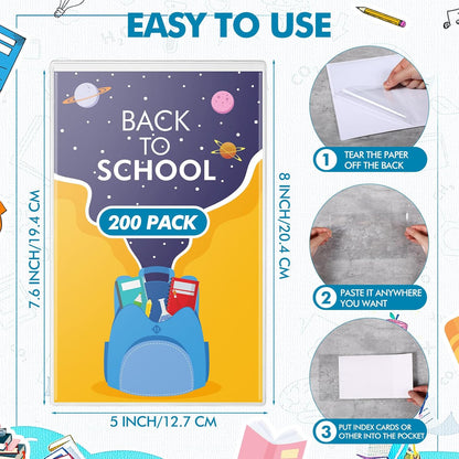 Outus Self Adhesive Shop Ticket Holders Clear Plastic Sleeves Adhesive Pockets Work Order Job Ticket Holders for Home Office Posting Signs(5 x 8 Inch,200 Pcs)