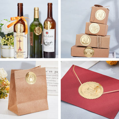 CRASPIRE 2 Inch Envelope Seals Stickers Happy Mother’s Day 100pcs Embossed Foil Seals Adhesive Gold Foil Seals Stickers Label for Wedding Invitations Envelopes Gift Packaging