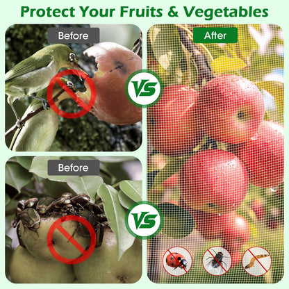 6'x6' Fruit Tree Netting Cover with Zipper and Drawstring, Ultra-Fine Mesh Garden Plant Insect Pest Net Barrier Protection Covers to Prevent Squirrel Bird Deer Cicadas Bag for Blueberry Tomato-1Pcs