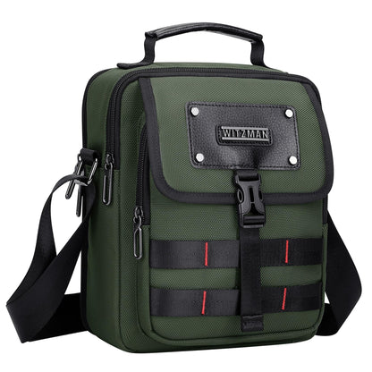 WITZMAN Crossbody Bag for Men Casual Messenger Bag Satchel Nylon Shoulder Bag Lightweight Man Purse for Work Travel（B708 Army Green）