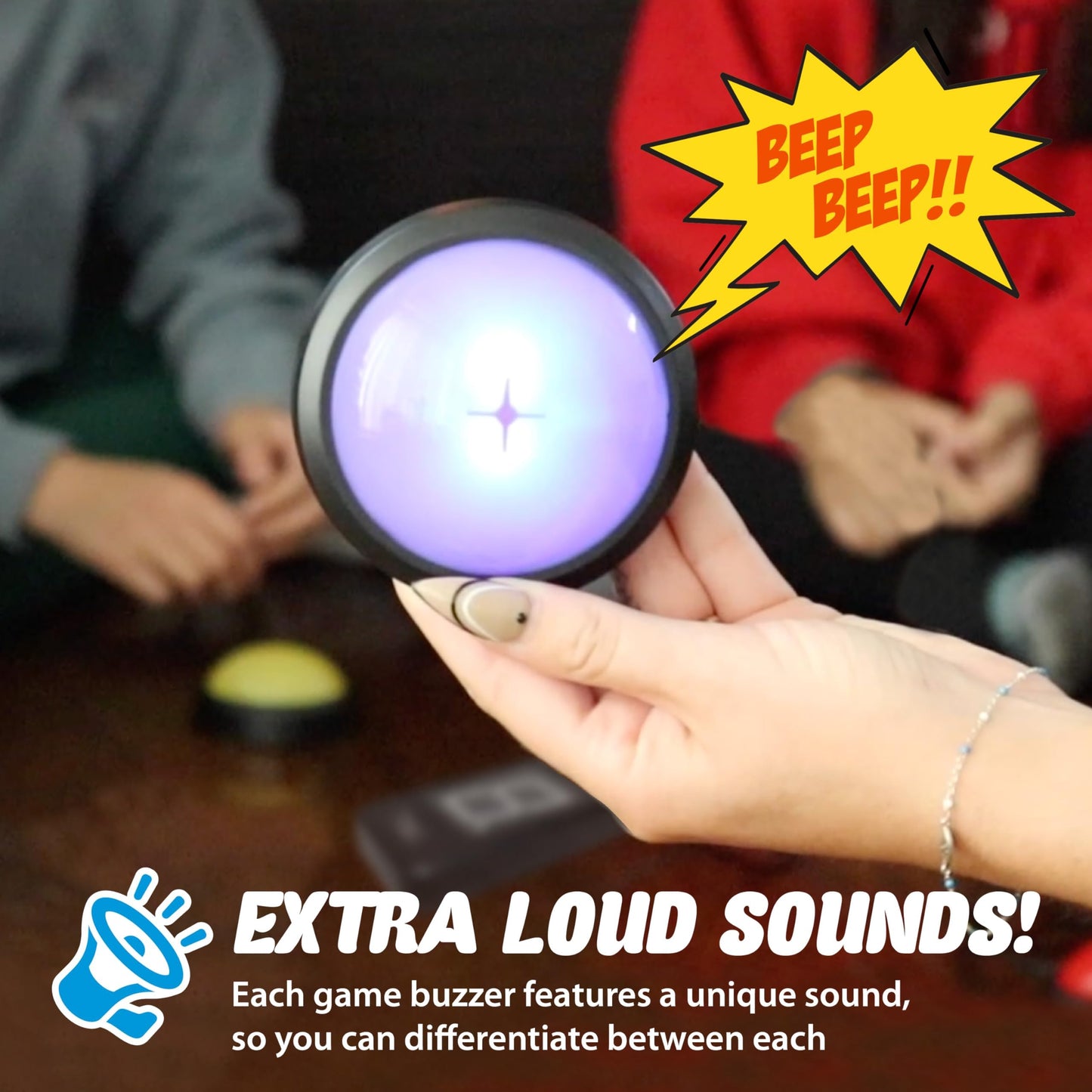 Teacher's Choice Wireless Light Up 8 Player Game Buzzer Button System | Displays the Winning Player | Loud, Unique Sounds Great for Trivia Games, Family Feud, Jeopardy, Competition, Spelling Bees