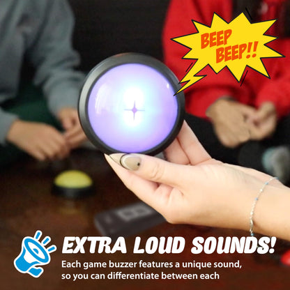 Teacher's Choice Wireless Light Up 4 Player Game Buzzer Button System | Displays the Winning Player | Loud, Unique Sounds, Great for Trivia Games, Family Feud, Jeopardy, Competition, Spelling Bees