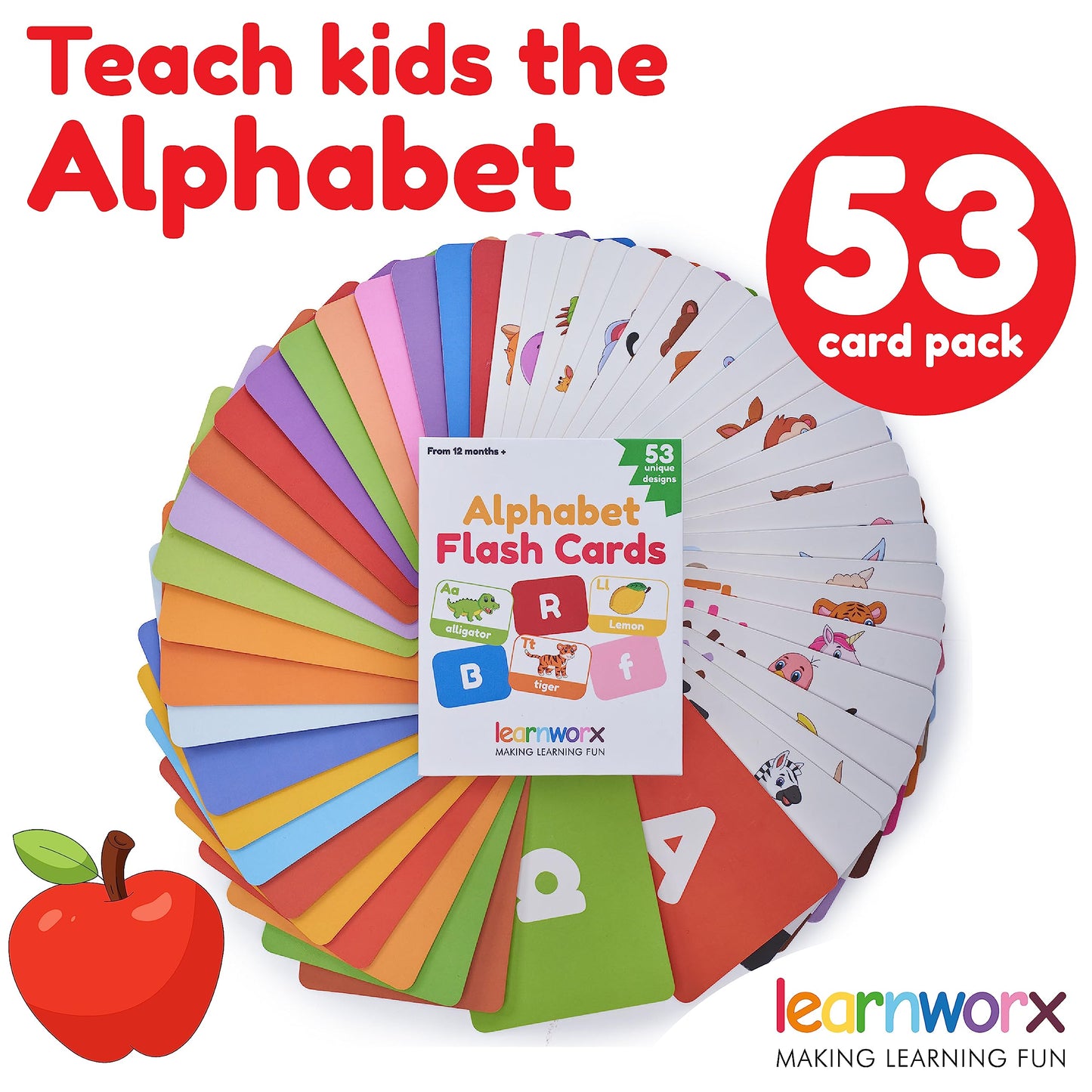 Alphabet Flash Cards for Toddlers | Award-Winning | 52 ABC Flashcards for Baby & Kids|ABC Cards Kindergarten | Large Upper and Lower Case | Large A-Z Learning Letter Animal Flashcard for Ages 1,2,3&4