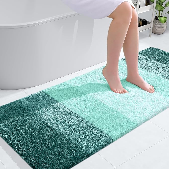 OLANLY Large Bathroom Rugs Mat 54x24, Extra Soft Absorbent Microfiber Bath Rugs, Rubber Backing, Quick Dry, Washable Bath Mat for Bathroom Floor, Tub and Shower, Home Decor Accessories, Blackish Green