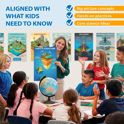 DeeDee's Workshop 16 Earth and Space Science Posters for Elementary and Middle School Classrooms, 11 x 17 Inches, National Science Standards Aligned, Vibrant Visuals (English)