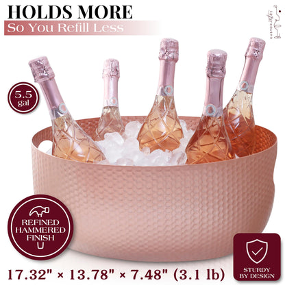 Gusto Nostro Large Beverage Tub for Parties - Metal Tub for Wine Bottles,Champagne,Beers - High Capacity Ice Bucket for Drinks - Extra Large Ice Buckets for Parties (22 qt) Outdoor Party Drink Bucket