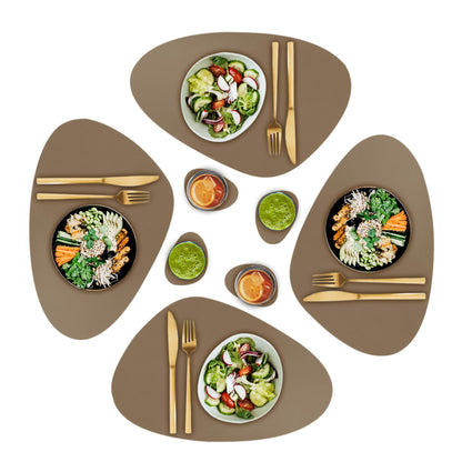 CaSail Faux Leather Placemats and Coasters - Set of 4 Round Modern Havana Table Mats for Dining - Heat Resistant, Waterproof & Non Slip Place mat for Indoor & Outdoor - Wipeable for Easy Care