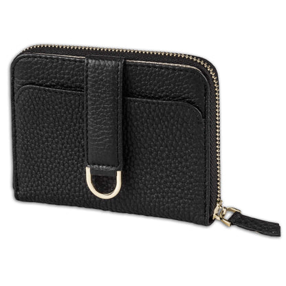 Vaultskin Small Wallet for Women, Leather Card Holder with RFID Blocking with Zipper Coin Pocket, Cash Pocket - Minimalist Wallet Women Slim Design for Everyday Use (Black, Belgravia)