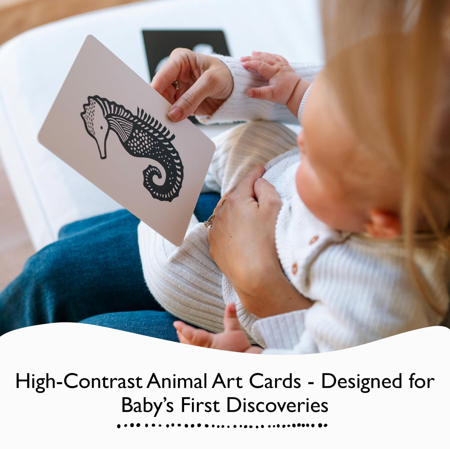 Wee Gallery Art Cards for Baby, Durable High Contrast Black and White Animal Flashcards for Newborns, Brain Development, Sensory Toys, Tummy Time Essentials for Infant and Toddler - Original Animals