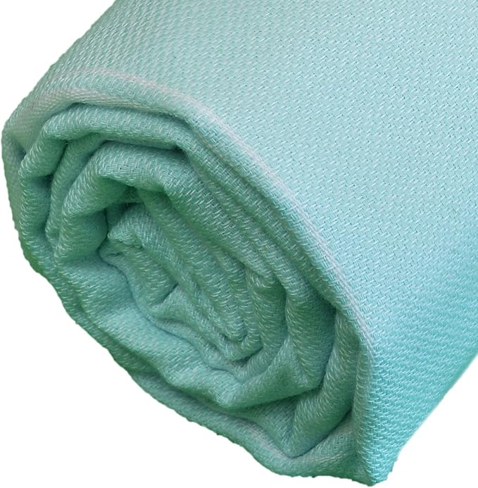 Bersuse Towels Anatolia XL Beach Blanket Throw Blanket Turkish Towel 100% Cotton Extra-Large Quick-Dry Lightweight Premium Peshtemal Towel - 61x82 Inches, Aqua Marine (Set of 3)