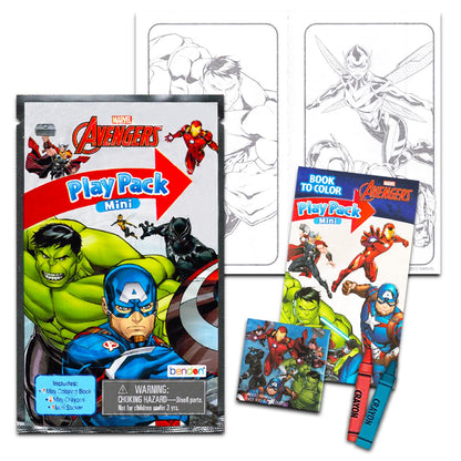 Marvel Avengers Mini Party Favors Set - Bundle with 24 Mini Grab n Go Play Packs with Coloring Pages, Stickers, More | Avengers Birthday Supplies