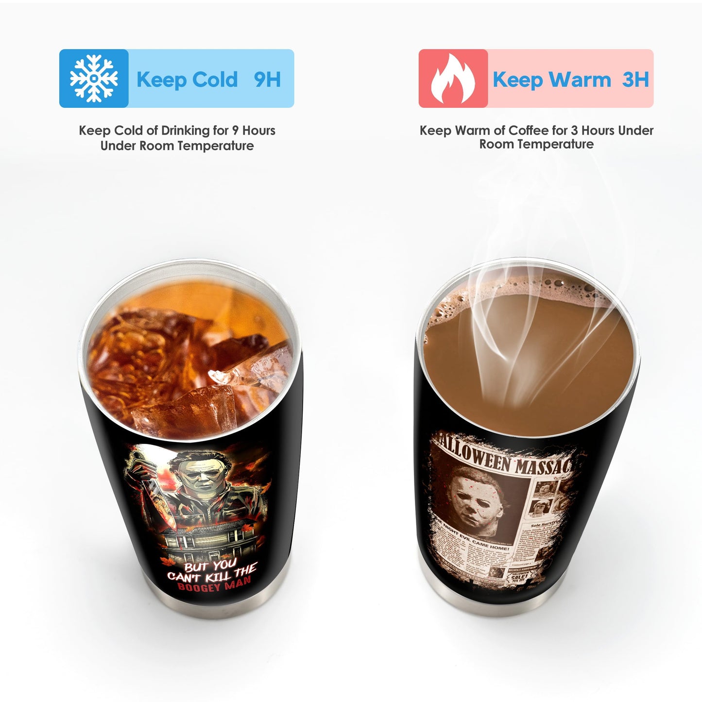 Keraoo 20oz Horror Tumbler, Gift for Men & Women - Halloween Mug & Cup - The Boogey Man Decoration