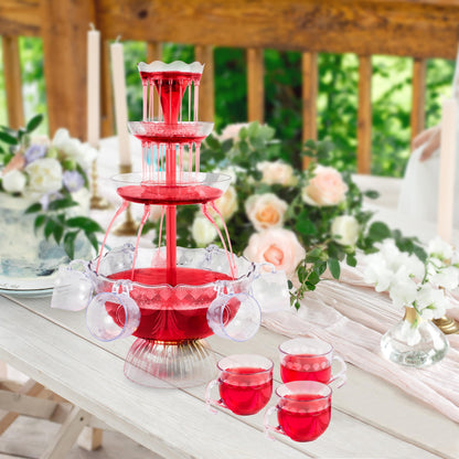 Nostalgia 3-Tier Party Fountain, Holds 1.5 Gallons, LED Lighted Base, Includes 8 Reusable Cups, 1.5 Gallon, Clear