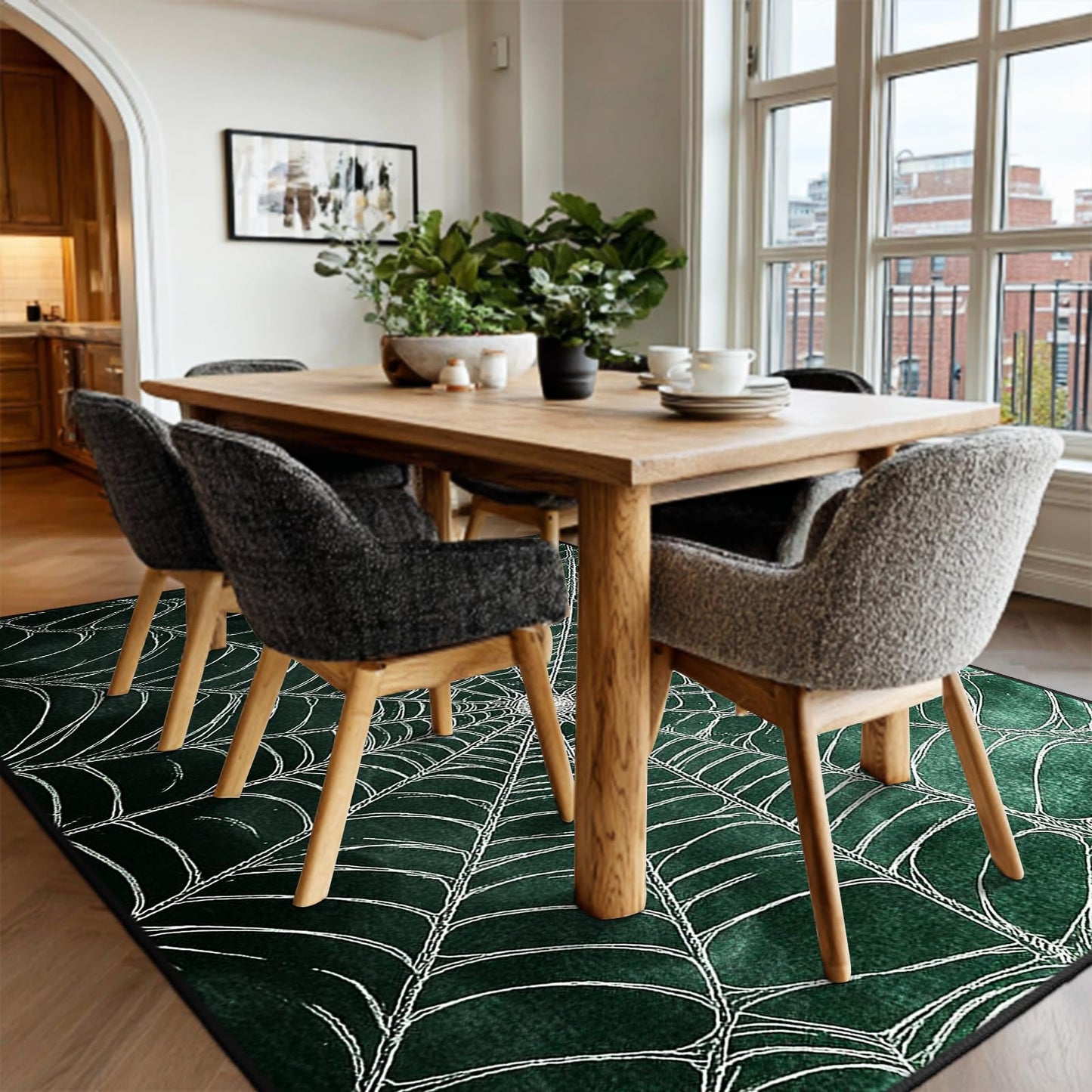 keepcute Spider Web Area Rug 5x7 ft Non-Slip Gothic Rug Spiderweb Floor Carpet Decor for Living Room Bedroom Living Room Study Carpet