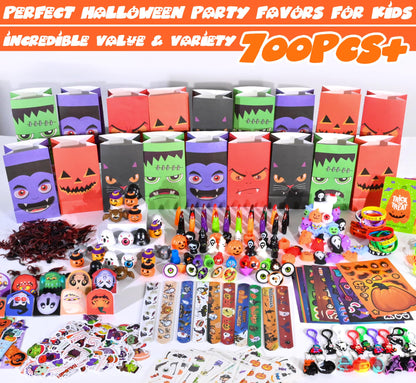 PLOUGVI 702PCS Halloween Party Favors Supplies Decorations - Trick or Treat Goodies Bag Fillers Stuffers - Halloween Toys for Classroom Prizes Gifts
