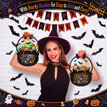 Fuutreo 50 Pcs Halloween Plastic Bags Clear Witch Cauldron Sealed Gift Pouches with Handles Resealable Scary Holiday Favor Bags for Halloween Holiday Party Candy Gift Wrapping Supplies Decoration