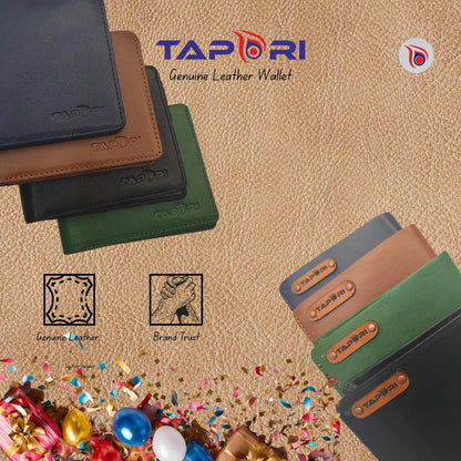 TAPORI Leather Wallets for Men | Men's Leather Bifold Wallet, Multiple Card Slots, ID Window, Zipper Coin Pocket, Available in | (Brown)