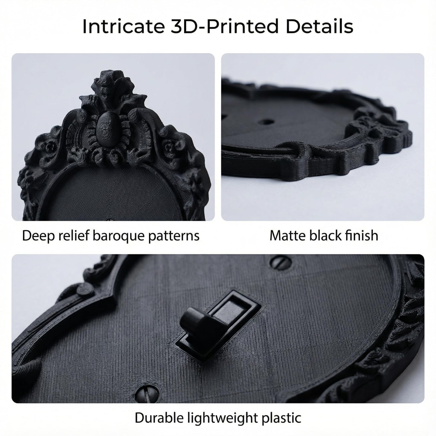 Gothic Decorative Light Switch Cover Plate, Black Ornate Baroque Design with Crown Detail and Scrollwork, Matte Finish (Black13)