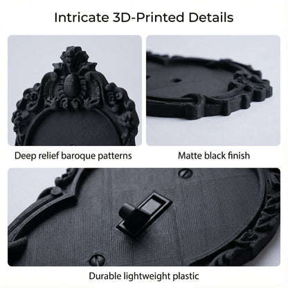 Gothic Decorative Light Switch Cover Plate, Black Ornate Baroque Design with Crown Detail and Scrollwork, Matte Finish (Black13)