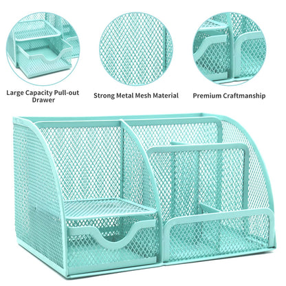 12 in 1 Green Desk Organizers & Accessories Set, Office Supplies Include Stapler, Pen Holder, Tape Holder, Scissors, Ruler, Staple Remover for Home & School