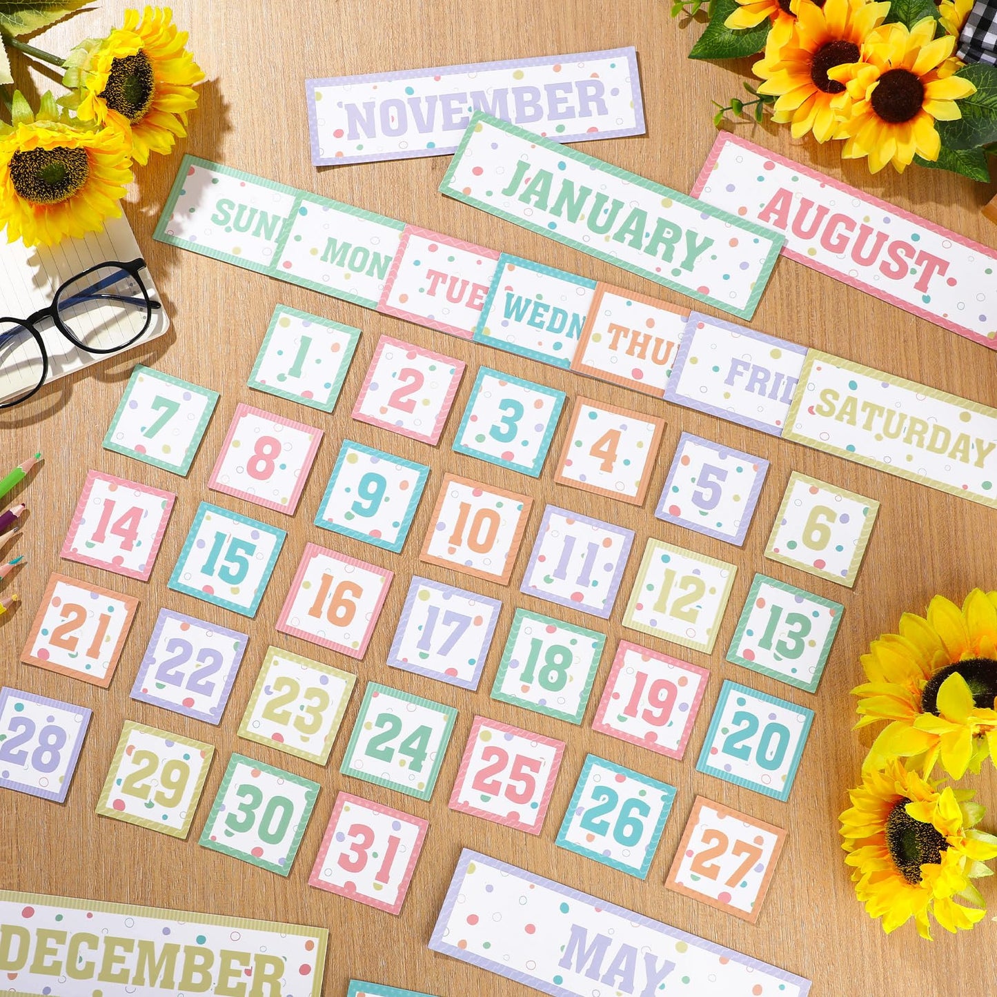 Ireer 54 Pcs Calendar Magnets Numbers Pastel Magnetic Calendar for Classroom Decor, Days of the Week and Months Dates Indicators for Teacher School Home Office Supplies