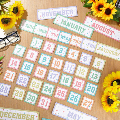 Ireer 54 Pcs Calendar Magnets Numbers Pastel Magnetic Calendar for Classroom Decor, Days of the Week and Months Dates Indicators for Teacher School Home Office Supplies