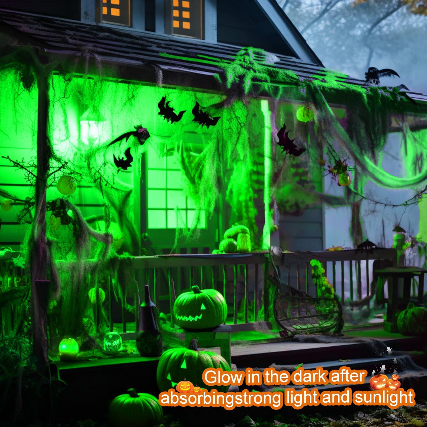Joyhalo Glow in The Dark Spider Web Decoration, 700 sqft Halloween Web with 20 Spiders, Super Stretch Fake Cobwebs for Creepy Home & Party Indoor/Outdoor Decor
