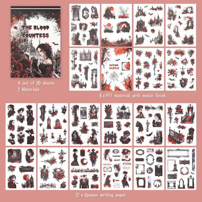 Dizdkizd Gothic Girls Sticker Book for Journaling, Scrapbooking, 190 Pre-Cut Cool Darker Vintage Stickers for Adults, PET and Paper Junk Journaling Supplies
