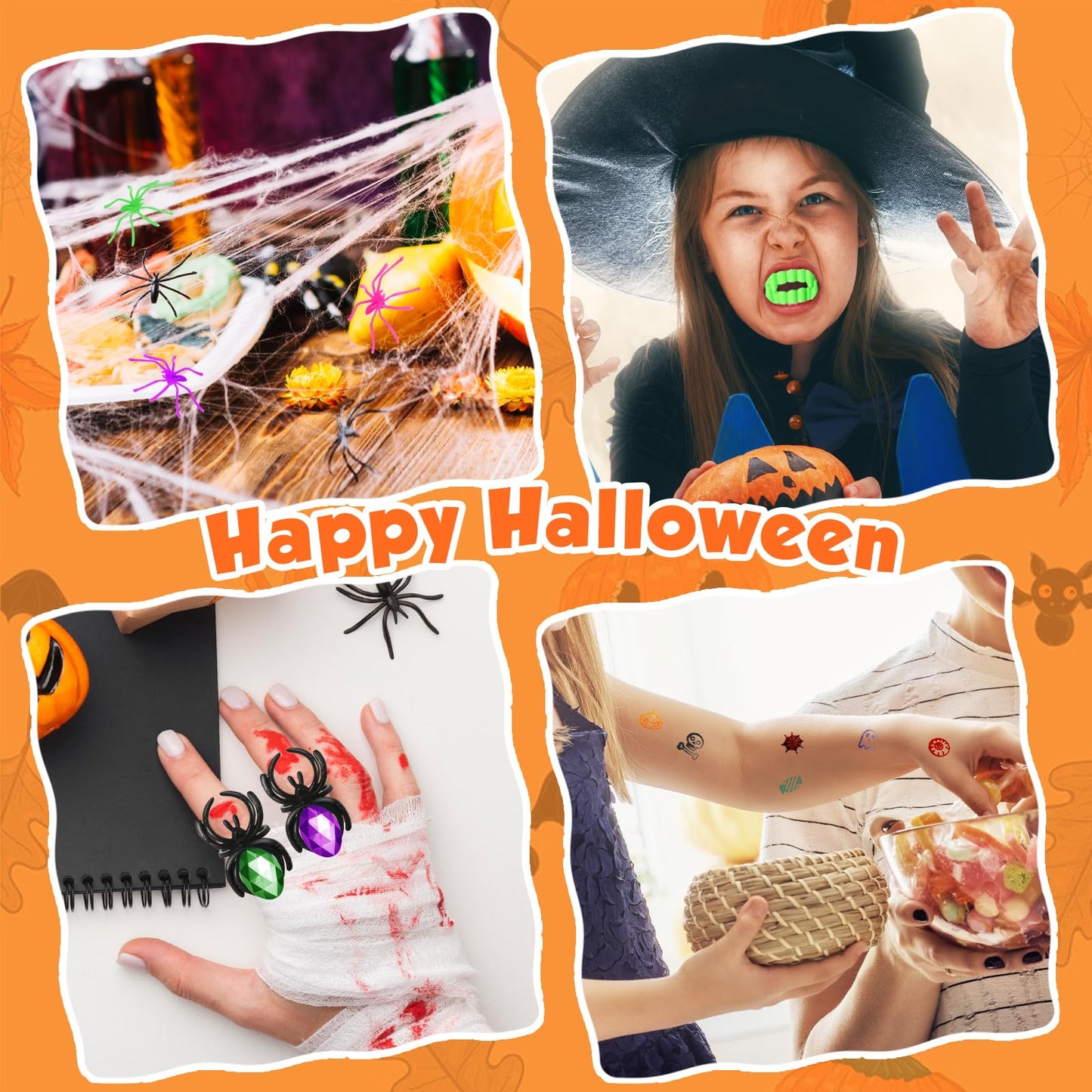 168PCS Halloween Party Favor for Kids, 24Pack Prefilled Halloween Pumpkins with Toys, Spider, Vampire Teeth, Spider Ring, Springs, Erases and Stamps for Trick or Treat, Halloween Goodies Bag Stuffers