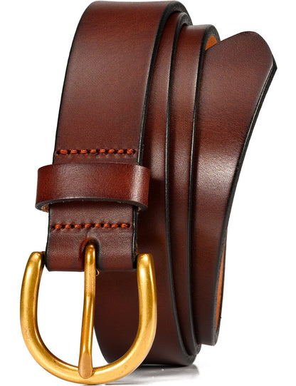 WOLFANT Womens Casual leather Jean Belt,1.1" Ladies Belt with Gold Buckle,100% Italian Full Grain Real Solid Leather