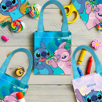 Disney Lilo and Stitch Party Favor Bags Bundle – 12 Pack of 8 Inch Goodie Bags for Kids Bulk Reusable Mini Totes | Stitch Birthday Party Supplies for Boys, Girls