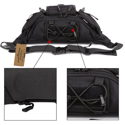 ArcEnCiel Tactical Fanny Pack for Men Women Waist Bag Hip Belt Outdoor Hiking Fishing Bumbag with Patch (Black)