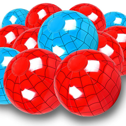 Plucktivize Inflatable Spider Beach Balls 12INS – Large Spider Web Design Balls for Kids Birthday Friends Party Decorations, Pool Games, Spider Gifts, Man and Women Celebration Supplies