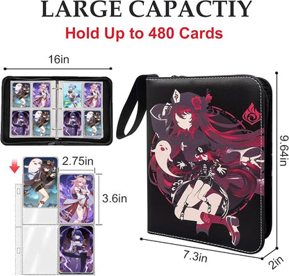 Card Binder for Cards,4 Pocket with 50 Sleeves up to 400 Cards,Waterproof Card Storage Bag with Removable Sleeves for Games and TCG Cards