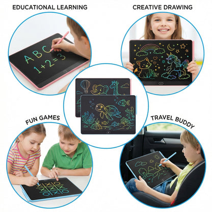 16 Inch LCD Writing Tablet for Kids 2 Pack, Large Drawing Board Doodle Pad, Colorful Screen Erasable Sketch Tablet, Travel Toys and Reusable Learning Gift for Boys Girls（Blue & Pink