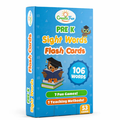 106 Sight Words Flash Cards Pre K for Ages 3-4, Dolch & Fry Sight Word Reading Games, Homeschool Supplies for Preschool with 7 Educational Game Ideas