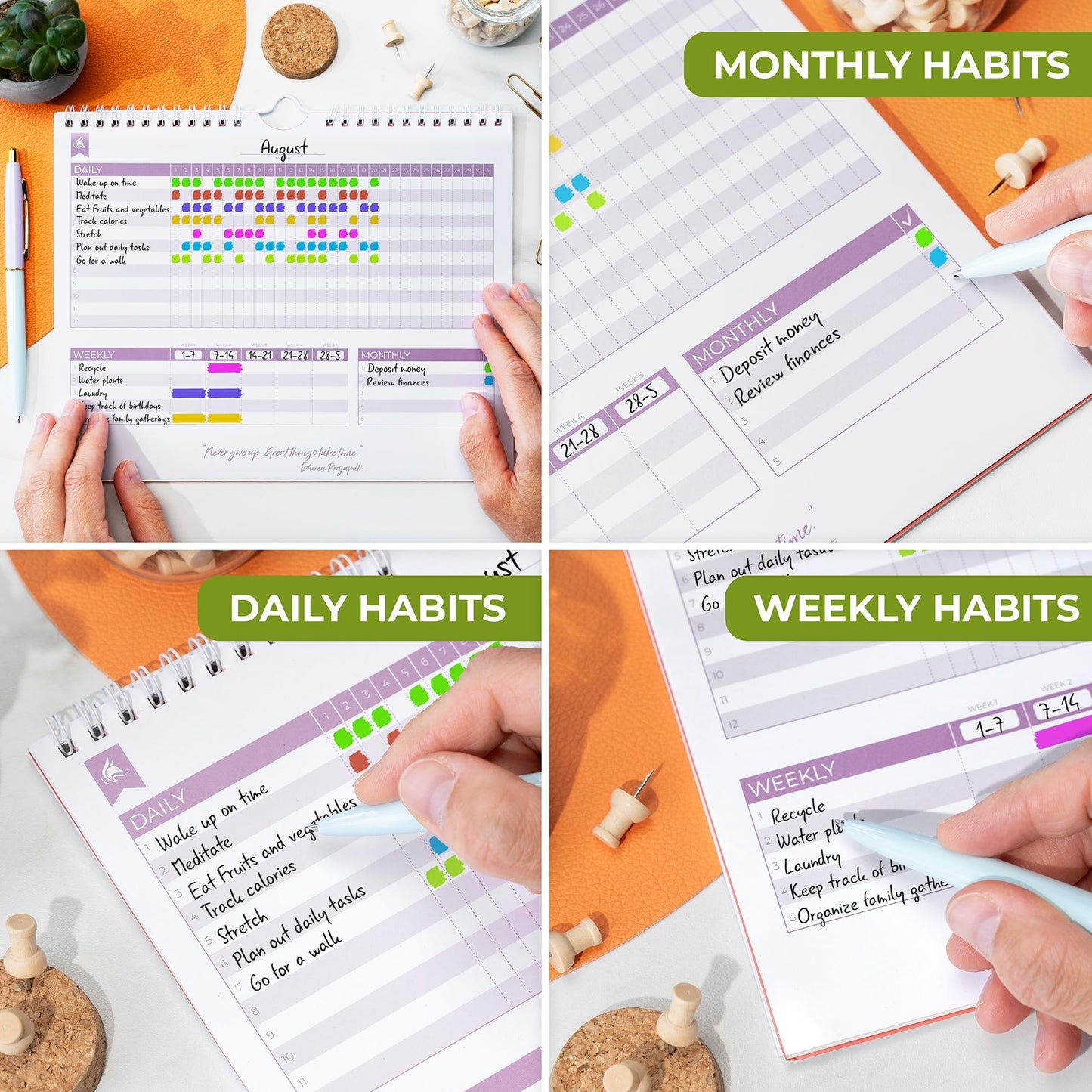 Clever Fox Habit Tracker Calendar – Inspirational Goal Tracker and Habit Calendar for Atomic Habits – Colorful Habit & Goal Planner Journal to Boost Productivity – 24 Months, 10″ x 8″ (Obsidian Green)