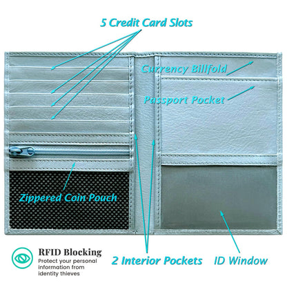 Chambray RFID Genuine Leather Passport Wallet