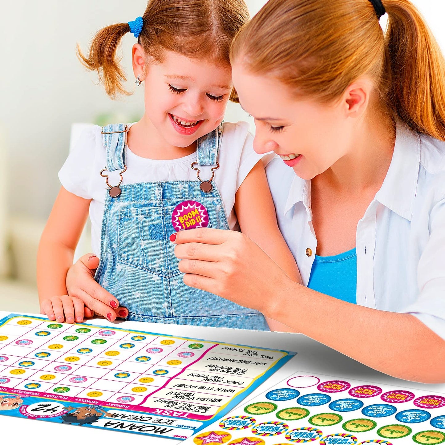 Behavior Reward Chart System - Pad with 26 Chore Charts for Kids, 2800 Stickers to Motivate Responsibility & Good Habits